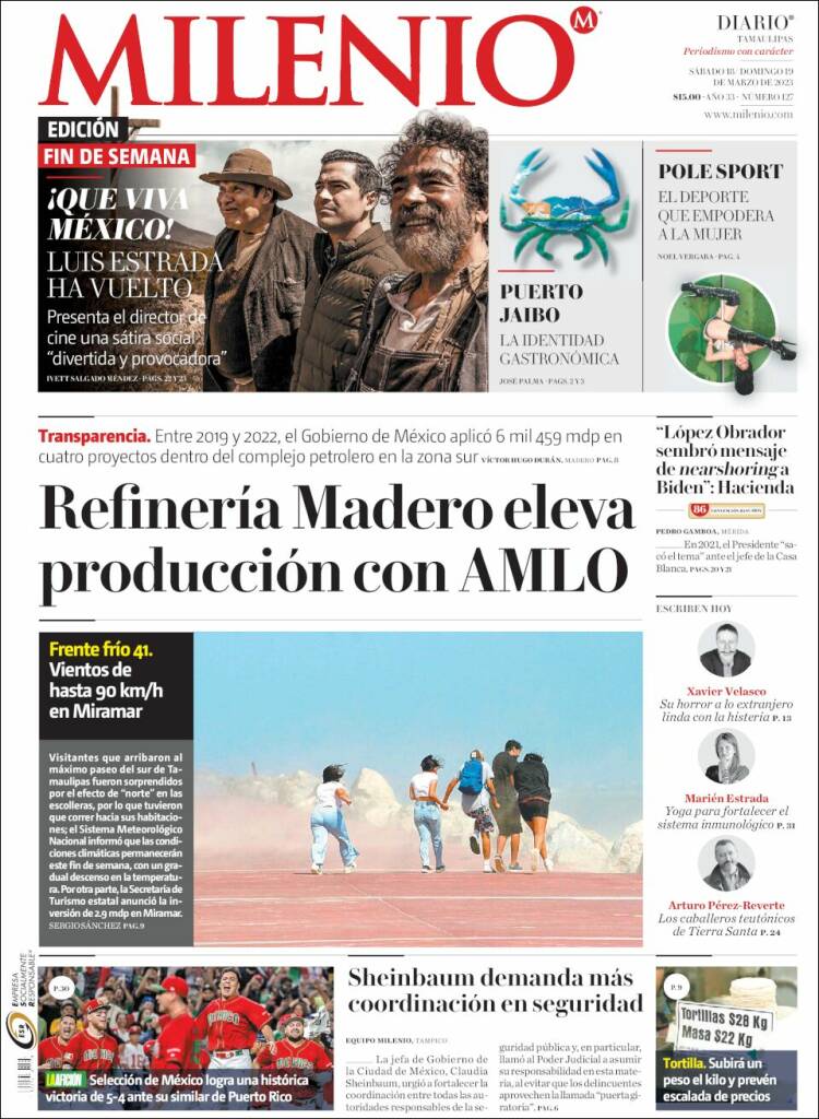 Portada de Milenio - Tamaulipas (México)