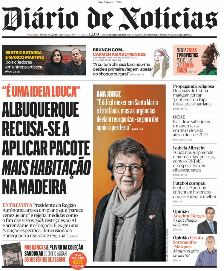 Portada de Diário de Noticias (Portugal)
