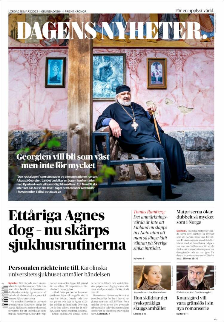 Portada de Dagens Nyheter (Suecia)