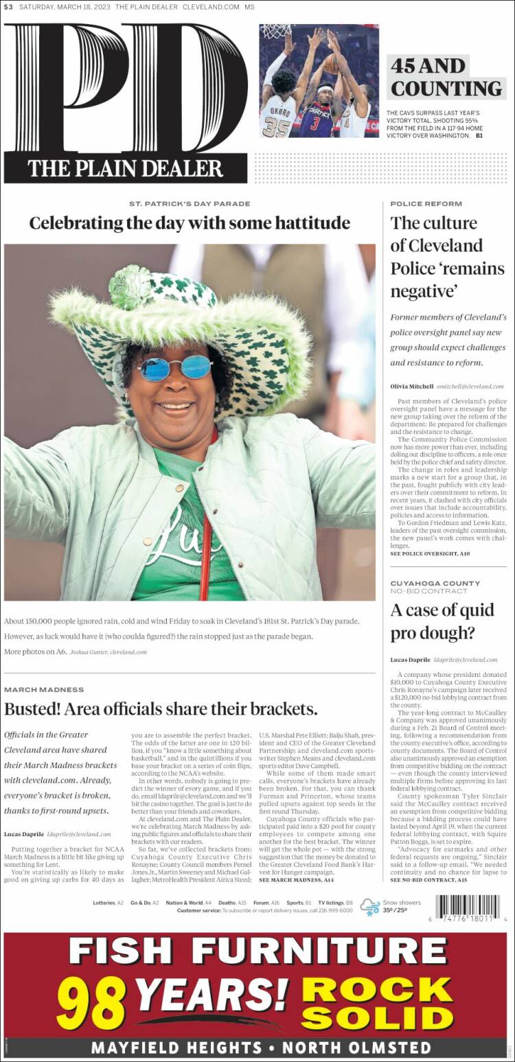 Portada de The Plain Dealer (USA)