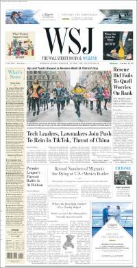 Portada de Wall Street Journal (USA)