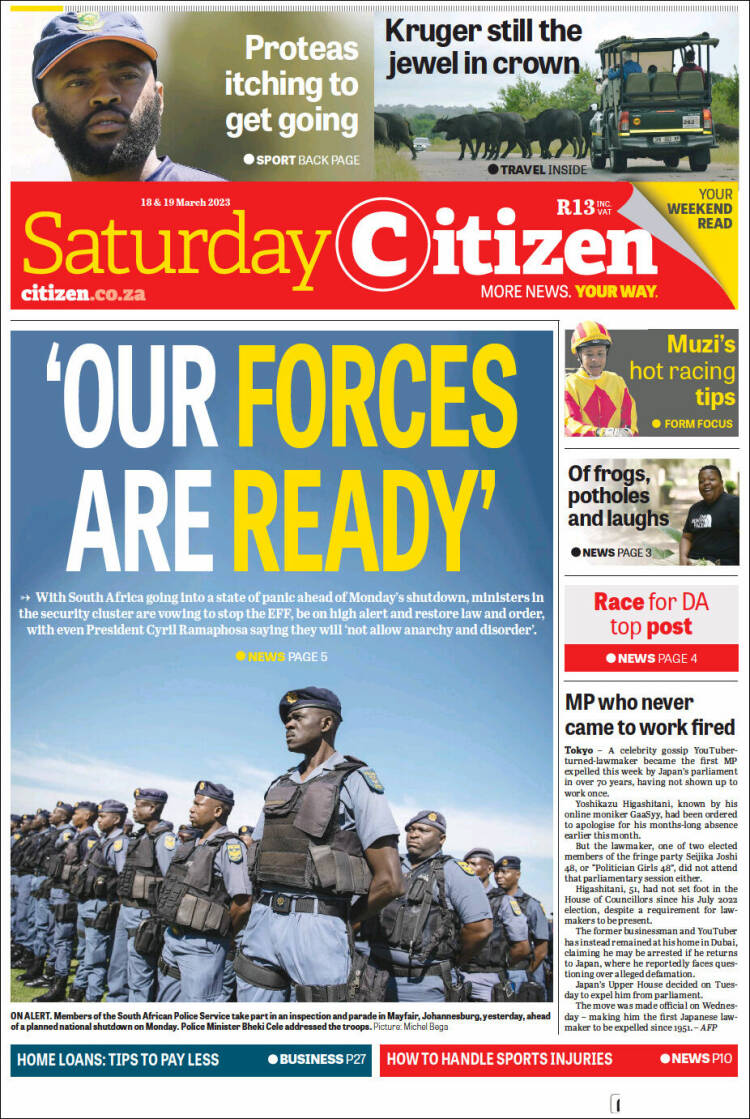 Portada de The Citizen (Sud&aacute;frica)
