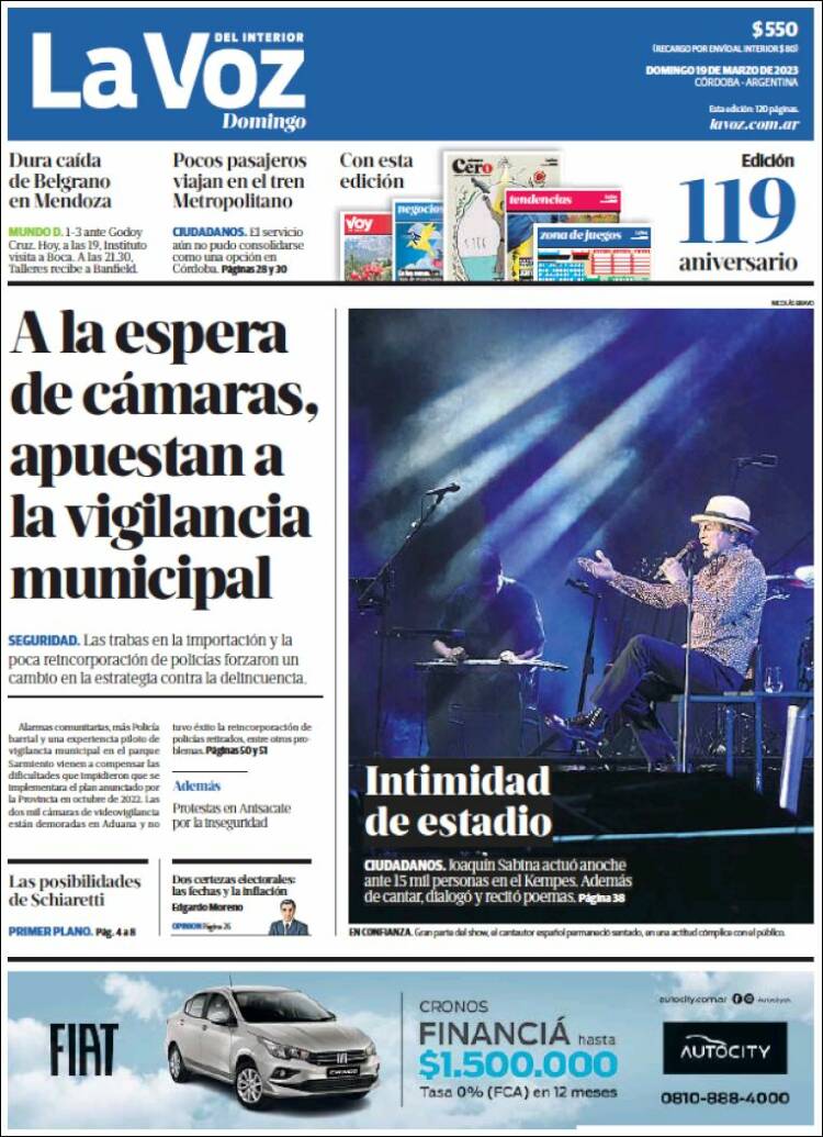 Portada de La Voz del Interior (Argentina)