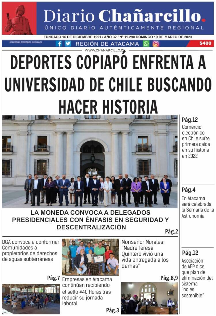 Portada de Diario Chañarcillo (Chile)