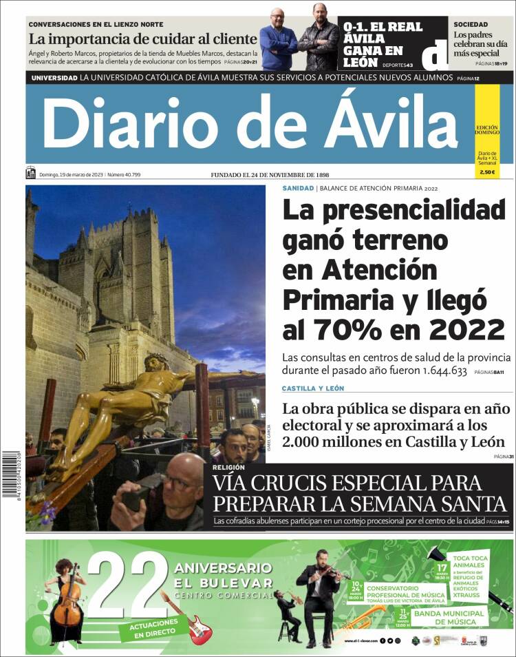 Portada de Diario de Ávila (Spain)