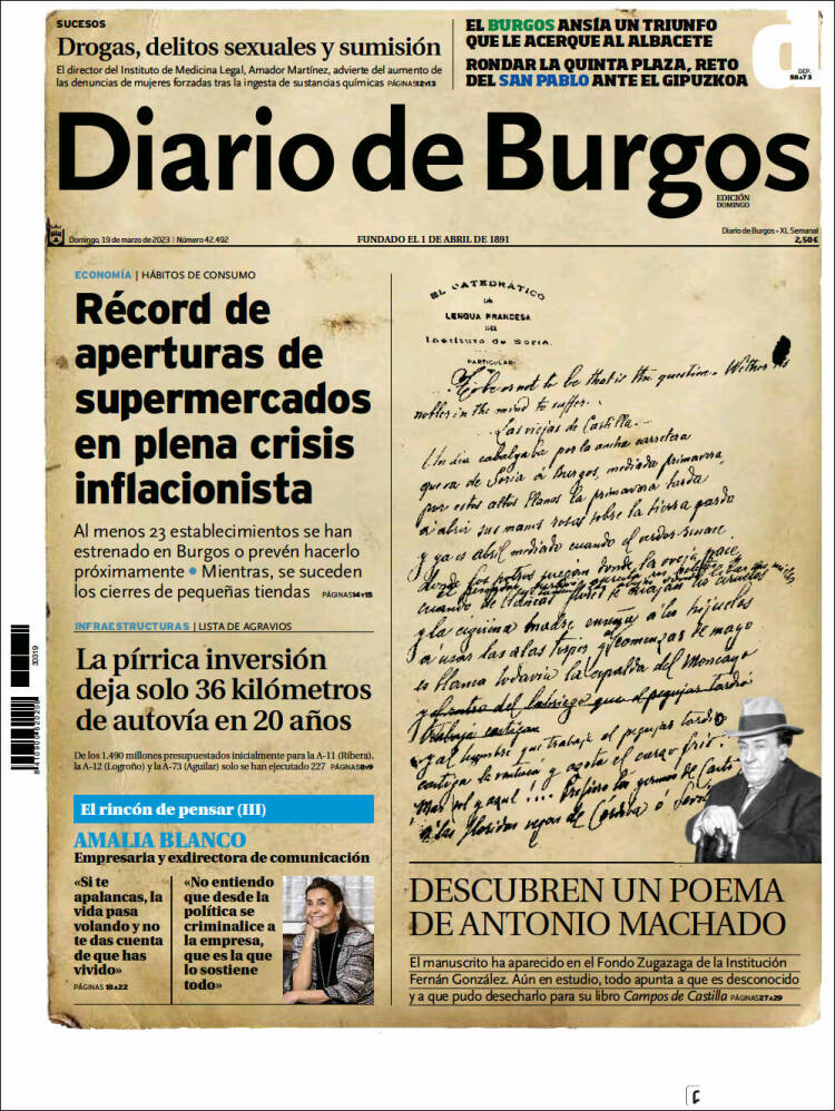 Portada de Diario de Burgos (España)