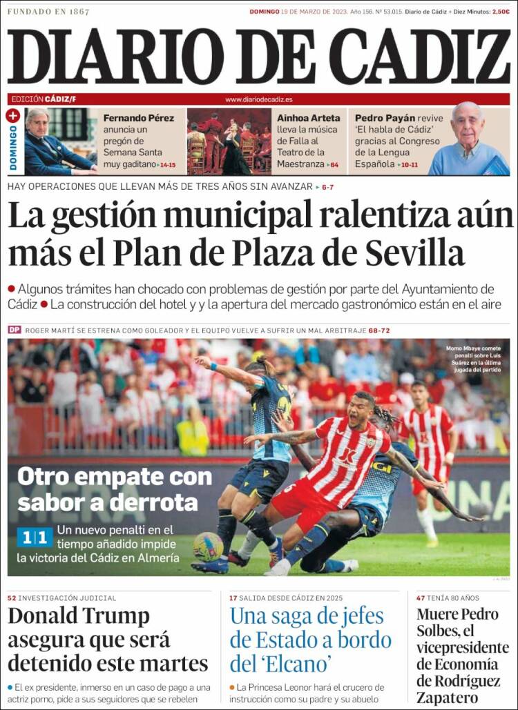 Portada de Diario de Cádiz (España)