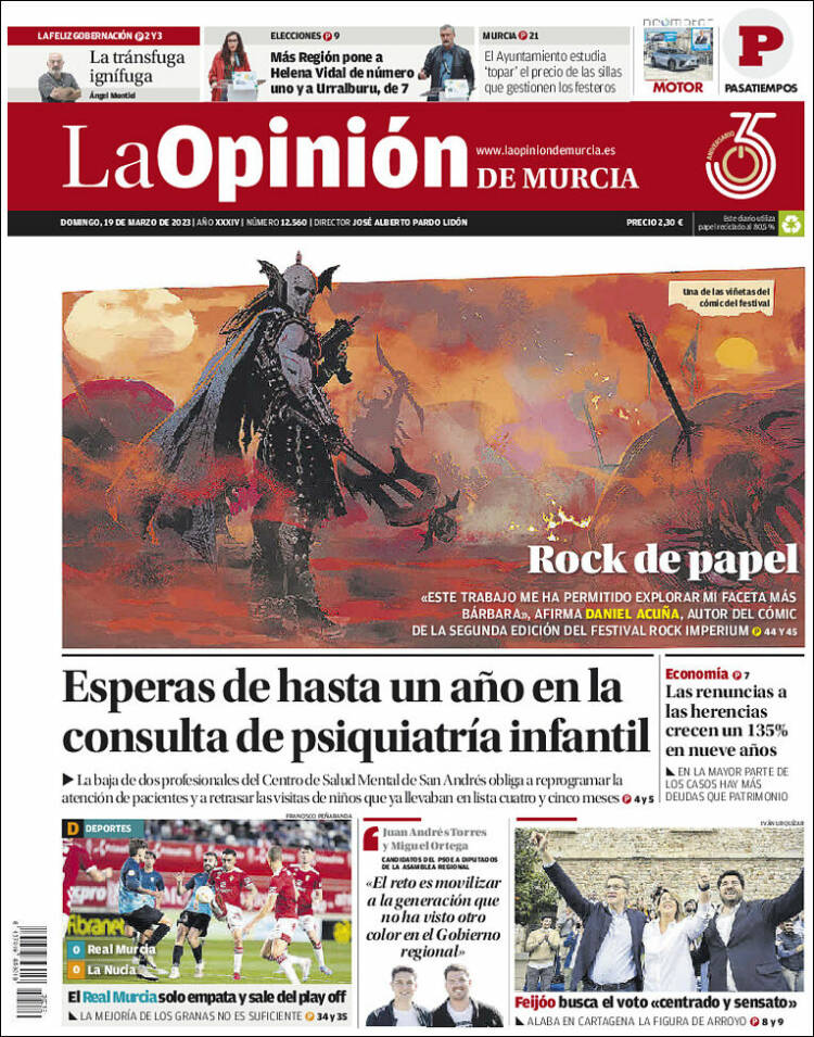 Portada de La Opinión de Murcia (Spain)