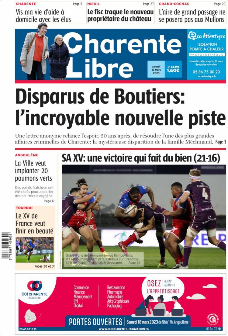 Portada de Charente Libre (Francia)