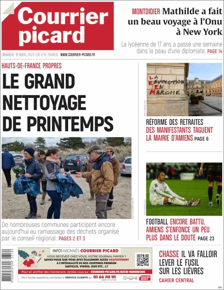 Portada de Courrier Picard (Francia)