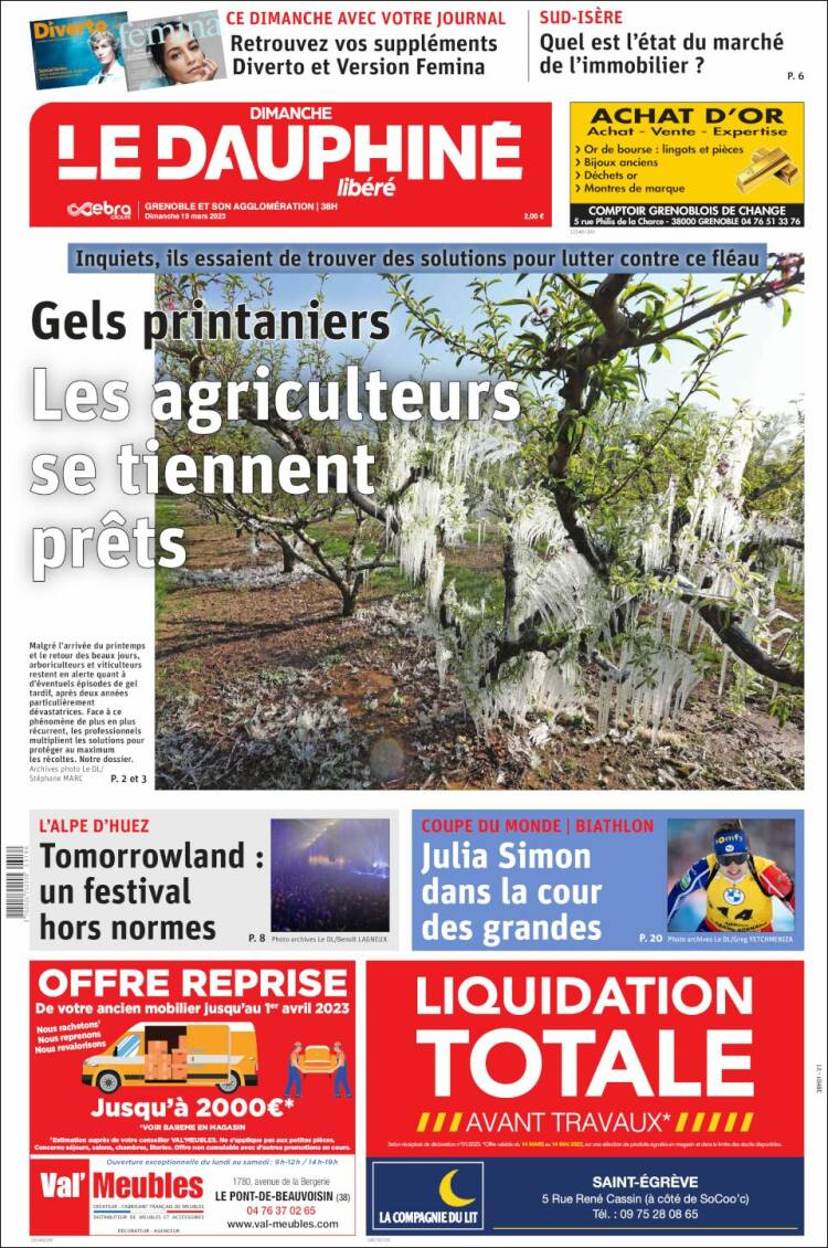 Portada de Le Dauphiné Libéré (Francia)