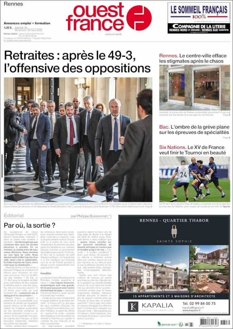 Portada de Ouest France (France)