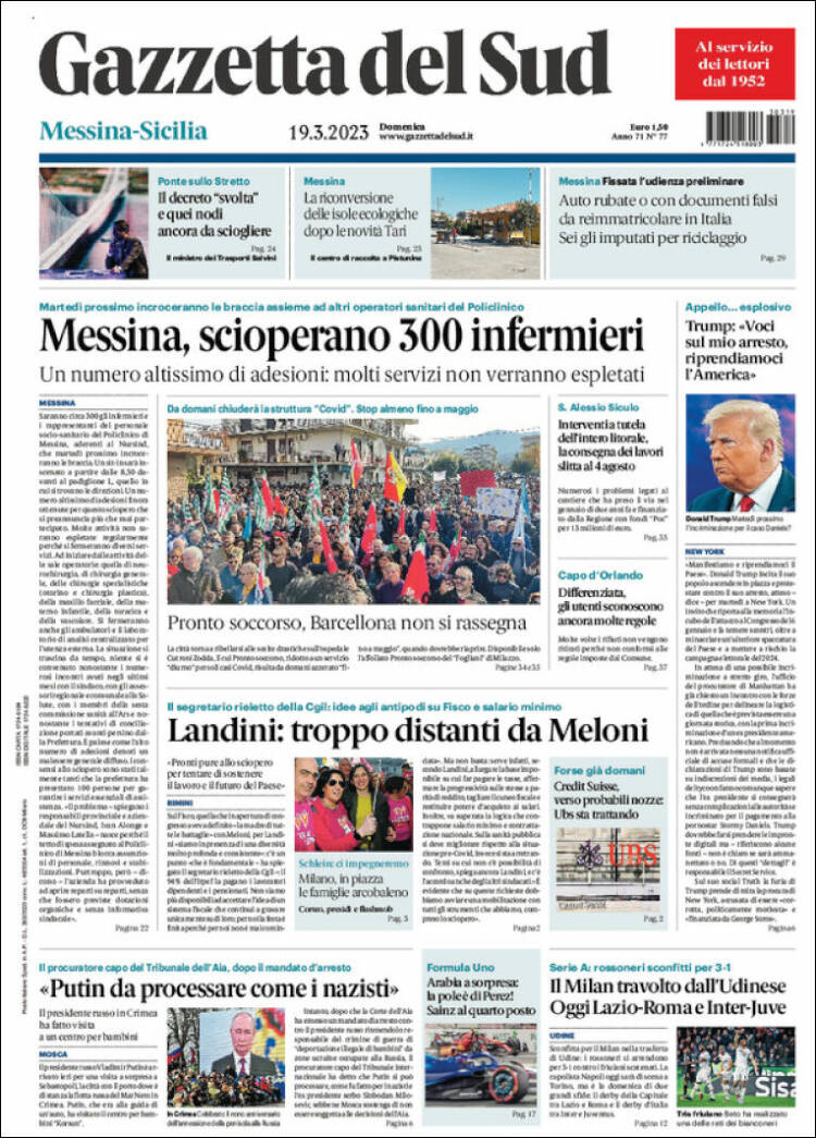 Portada de Gazzetta del Sud (Italia)