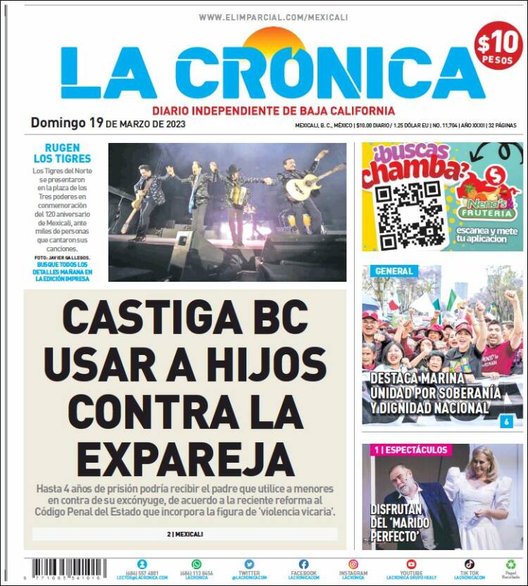 Portada de La Crónica de Baja California (Mexico)