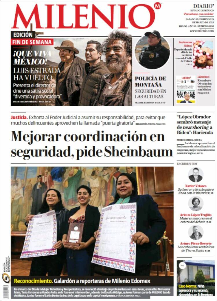 Portada de Milenio - Estado de México (México)