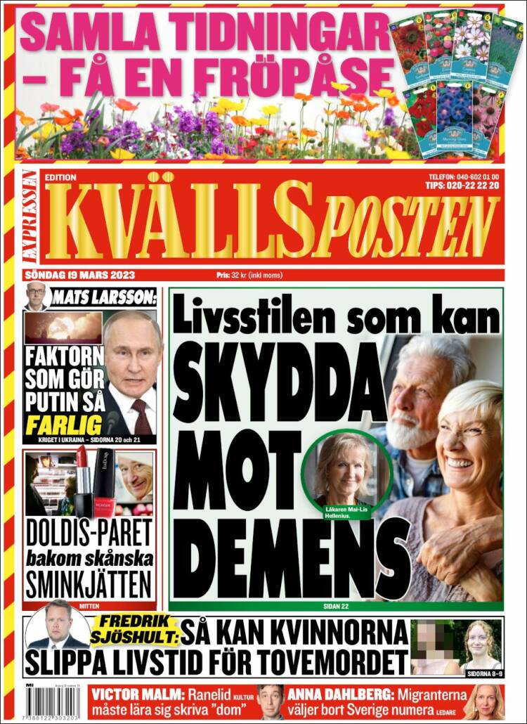 Portada de Kvällsposten (Suecia)