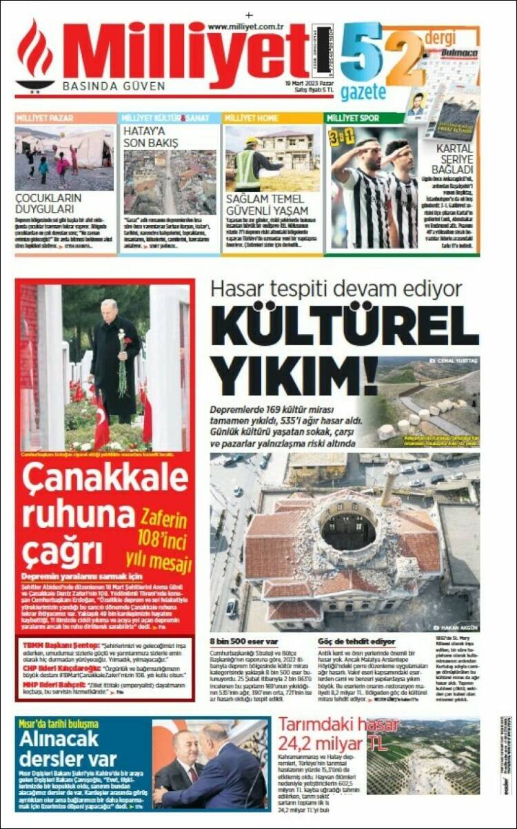 Portada de Milliyet (Turqu&iacute;a)