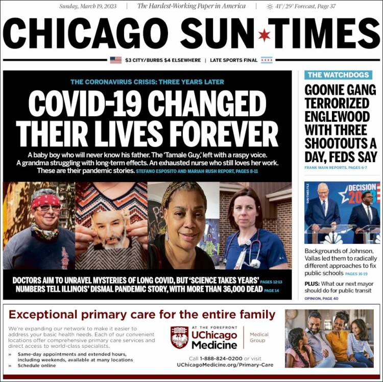 Portada de Chicago Sun-Times (USA)