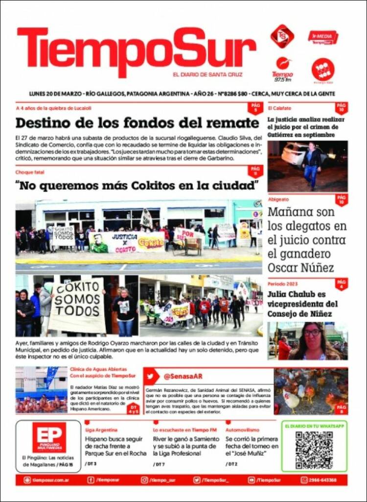 Portada de Tiempo Sur (Argentina)