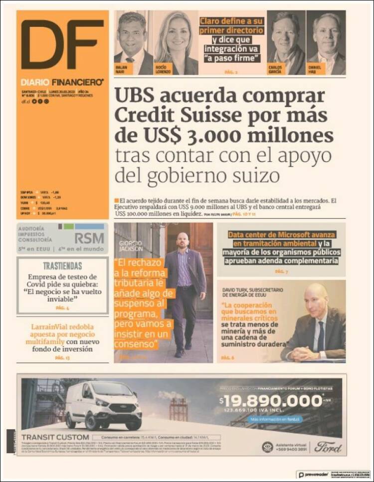 Portada de Diario Financiero (Chile)