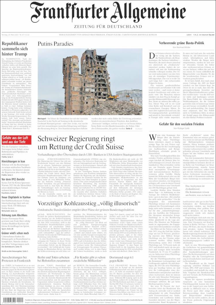 Portada de Frankfurter Allgemeine (Alemania)