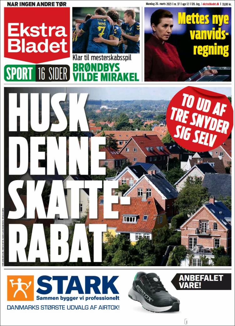 Portada de Ekstra Bladet (Dinamarca)