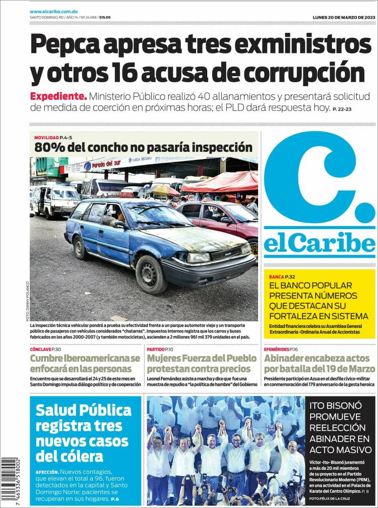 Portada de El Caribe (R. Dominicana)