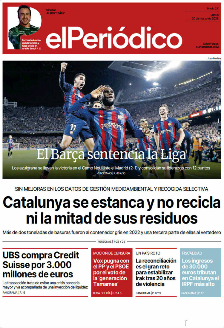 Portada de El Periódico (España)