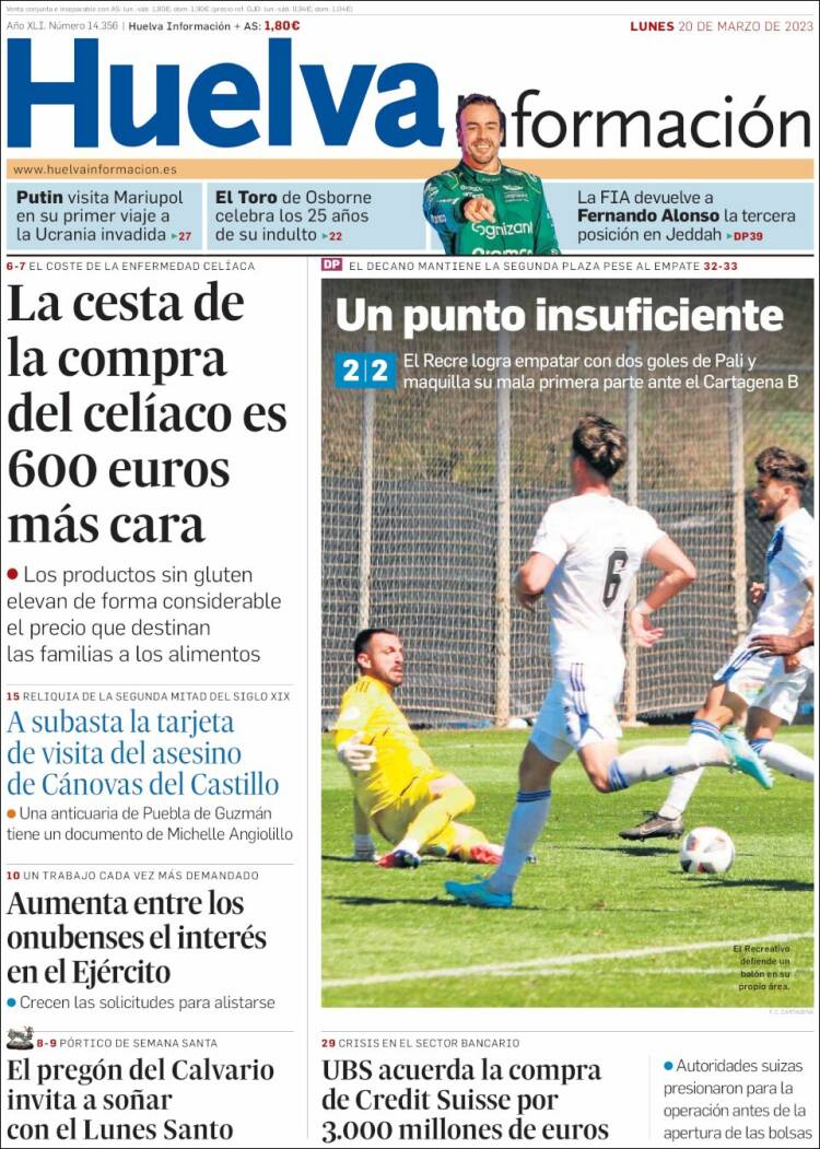 Portada de Huelva Información (España)