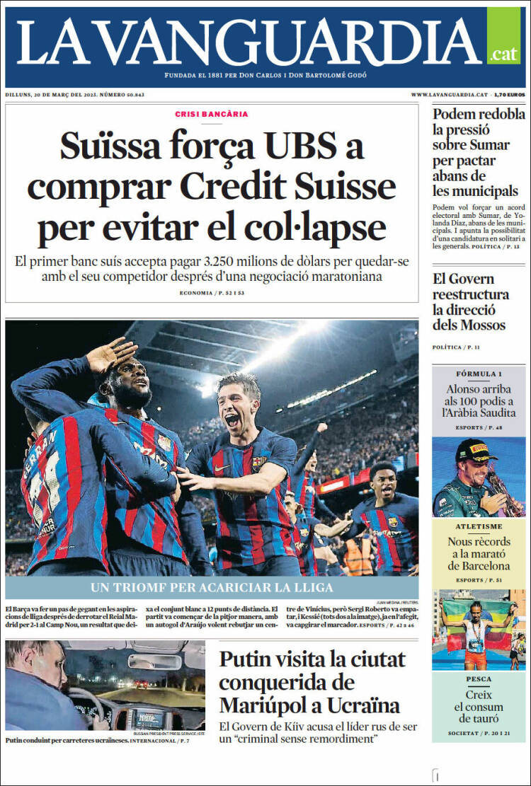Portada de La Vanguardia (España)