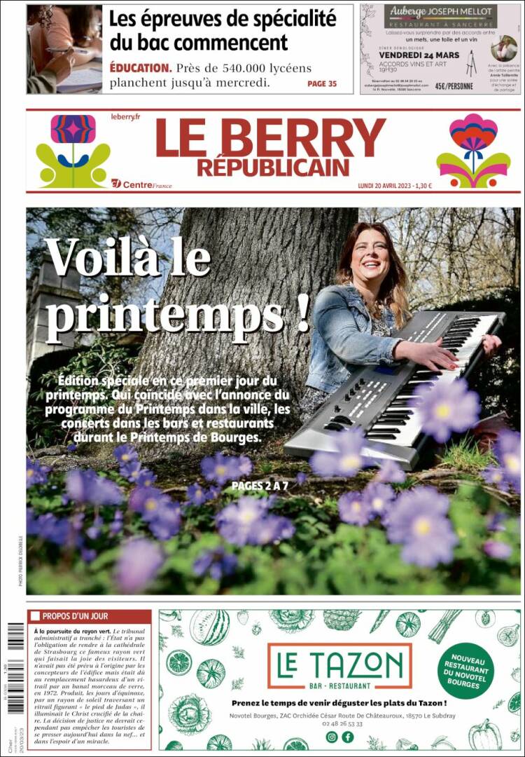 Portada de Berry Republicain (Francia)