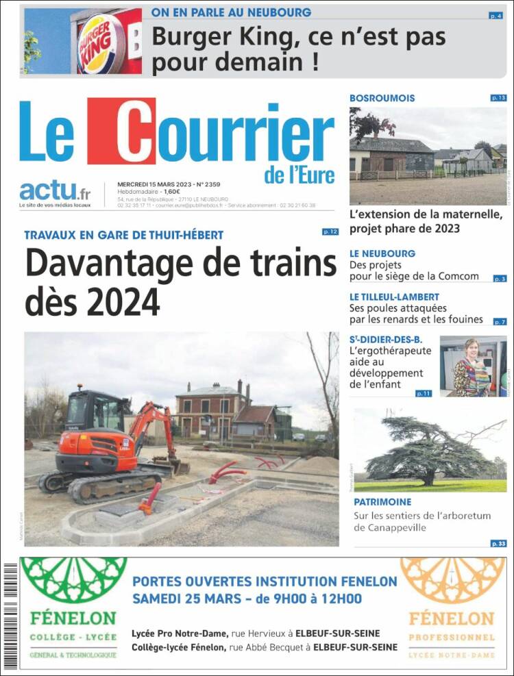 Portada de Le Courrier de l'Ouest (Francia)