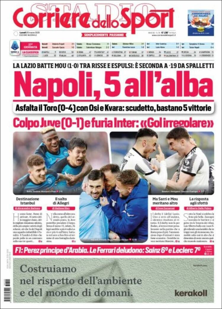 Portada de Corriere dello Sport (Italia)