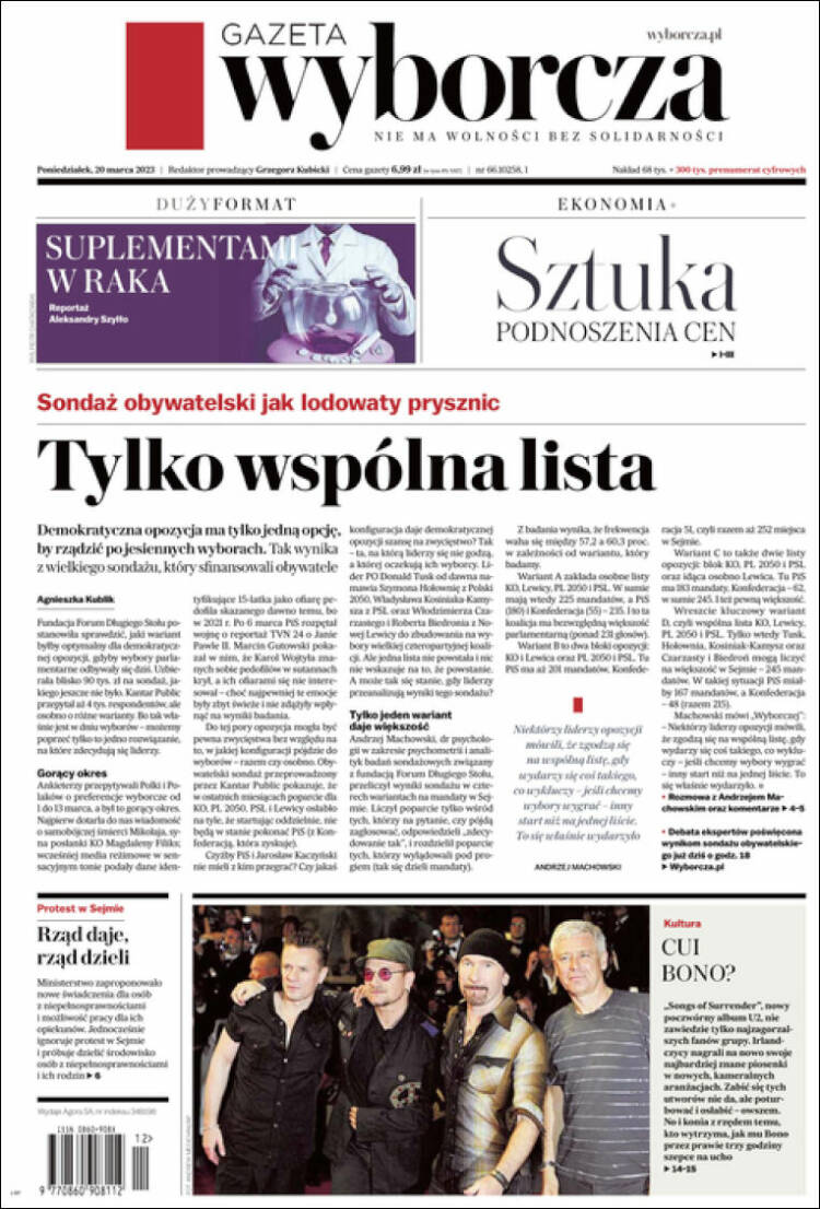 Portada de Gazeta Wyborcza (Pologne)