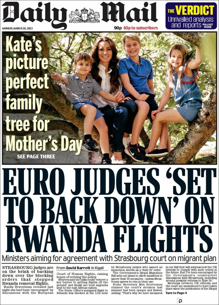 Portada de Daily Mail (Reino Unido)