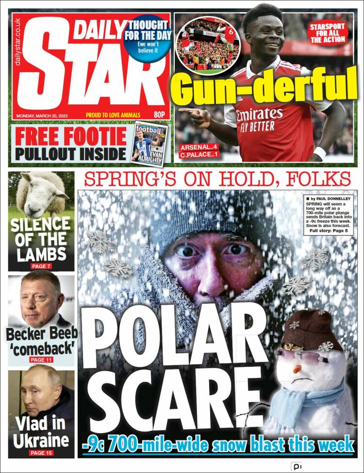 Portada de Daily Star (Reino Unido)