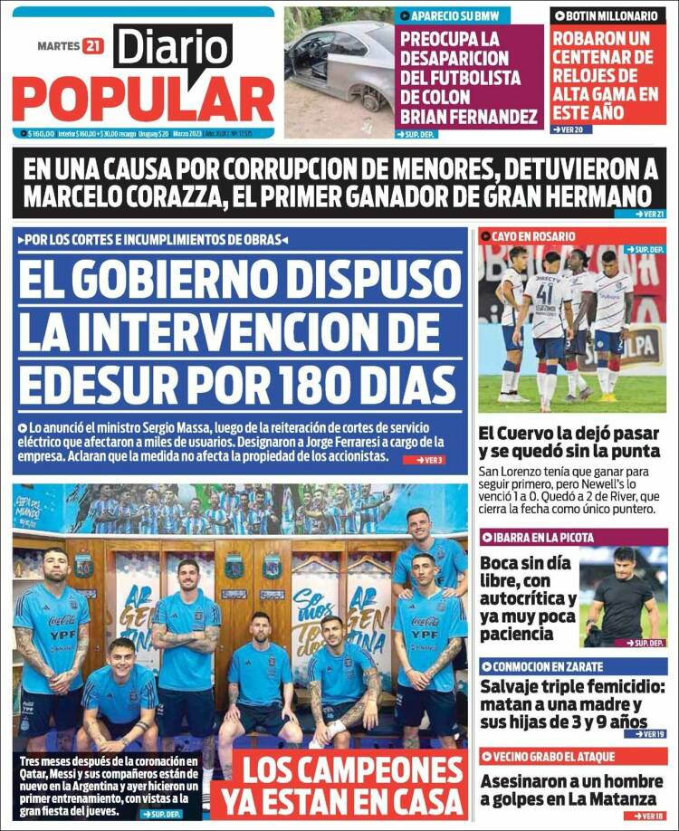 Portada de Diario Popular (Argentina)