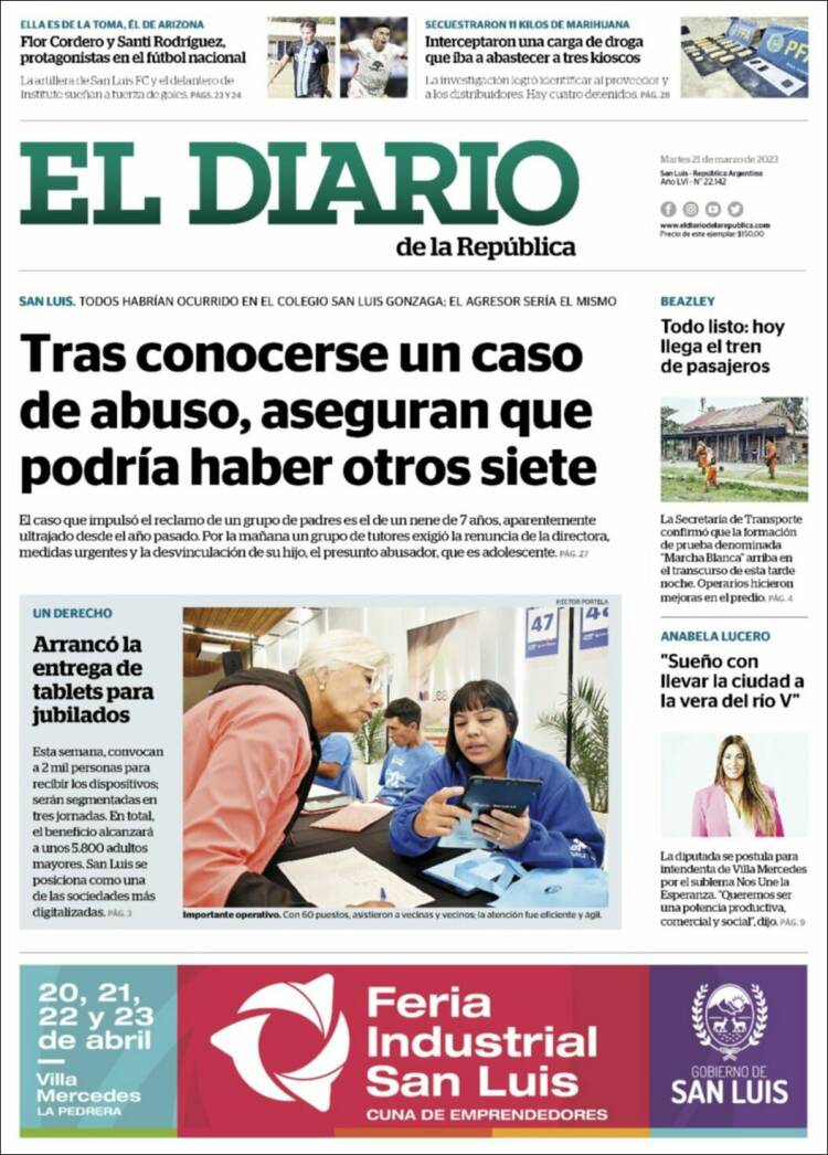 Portada de Diario de la República (Argentina)