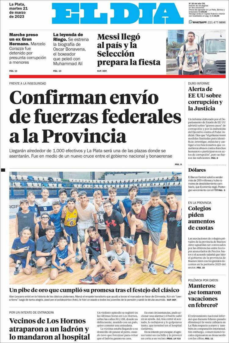 Portada de El Día de la Plata (Argentina)