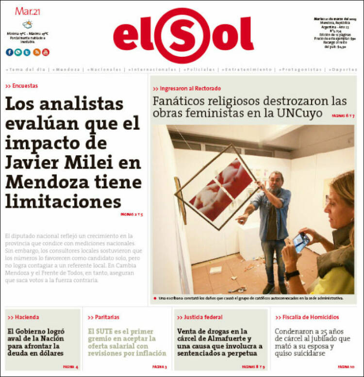 Portada de El Sol (Argentina)