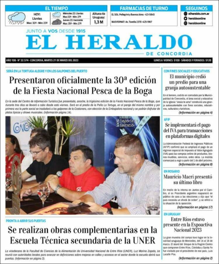 Portada de El Heraldo de Concordia (Argentina)