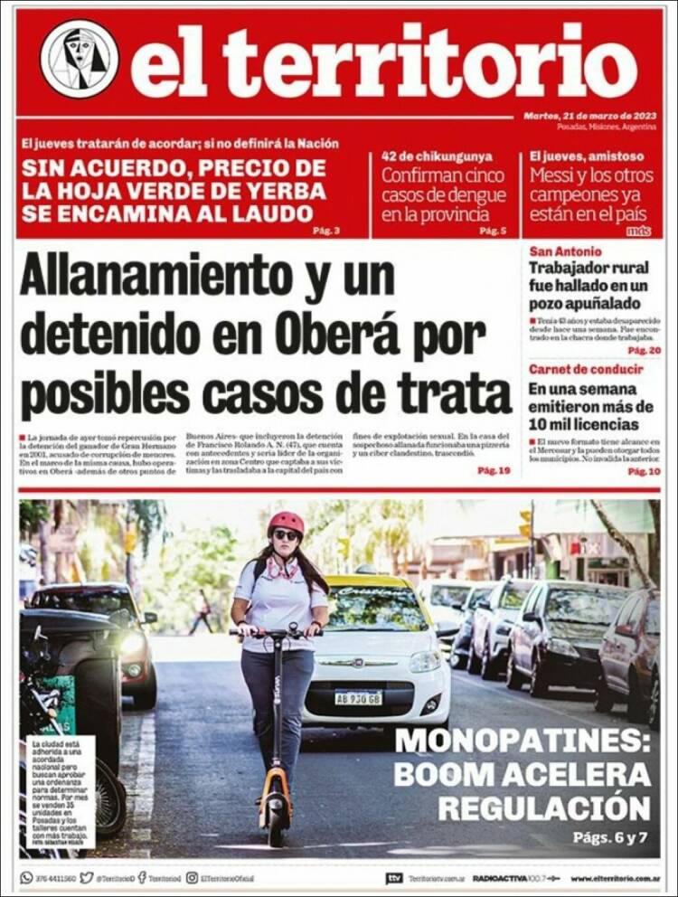 Portada de El Territorio (Argentina)