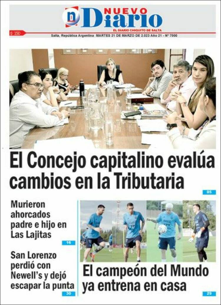 Portada de Nuevo Diario de Salta (Argentina)