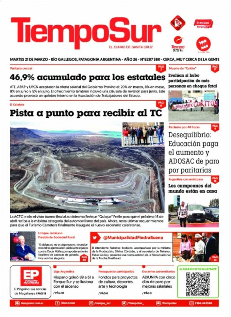 Portada de Tiempo Sur (Argentina)