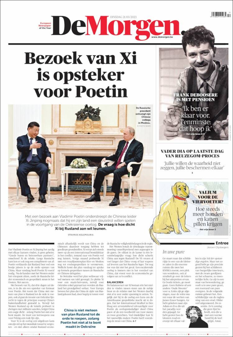 Portada de De Morgen (B&eacute;lgica)