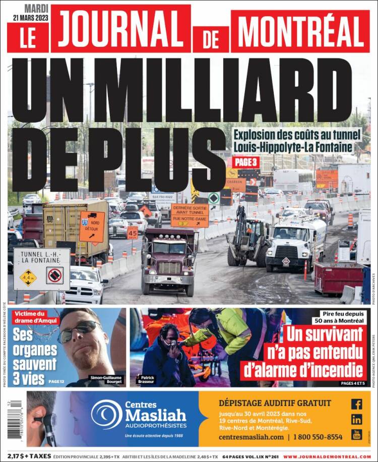 Portada de Le Journal de Montréal (Canadá)