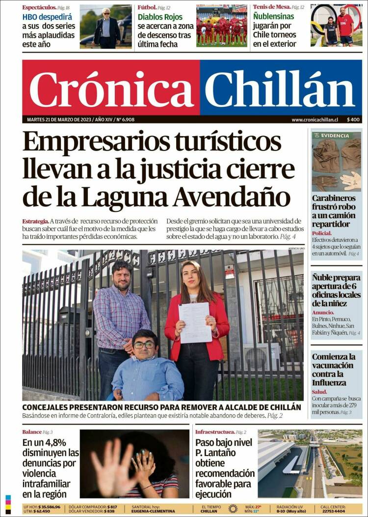 Portada de Crónica Chillán (Chile)