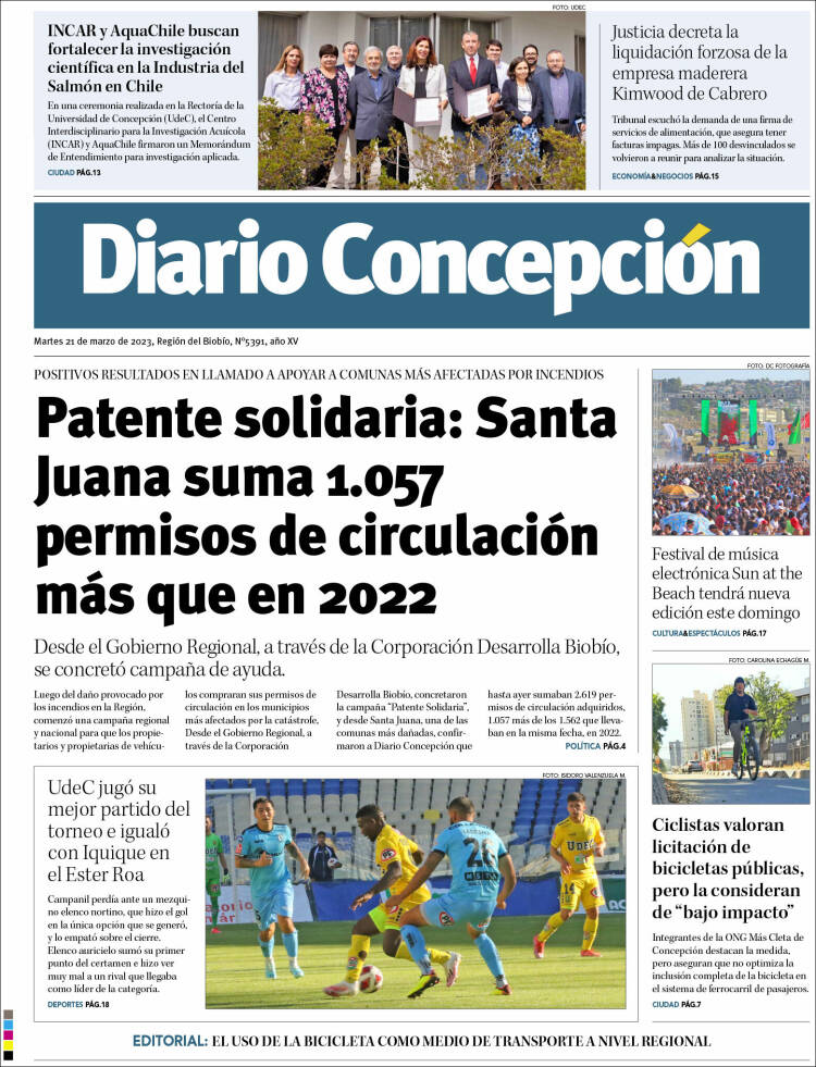 Portada de Diario de Concepción (Chile)
