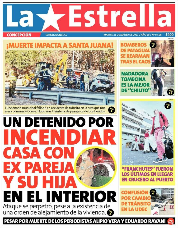 Portada de La Estrella de Concepción (Chile)