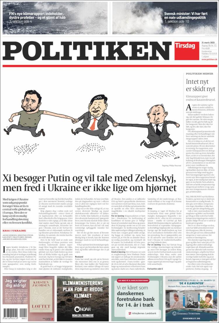 Portada de Politiken (Dinamarca)